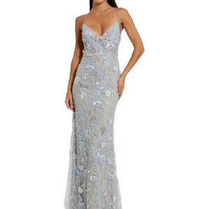 Mac Duggal Light Blue Floral Lace Evening gown Dress 🌟